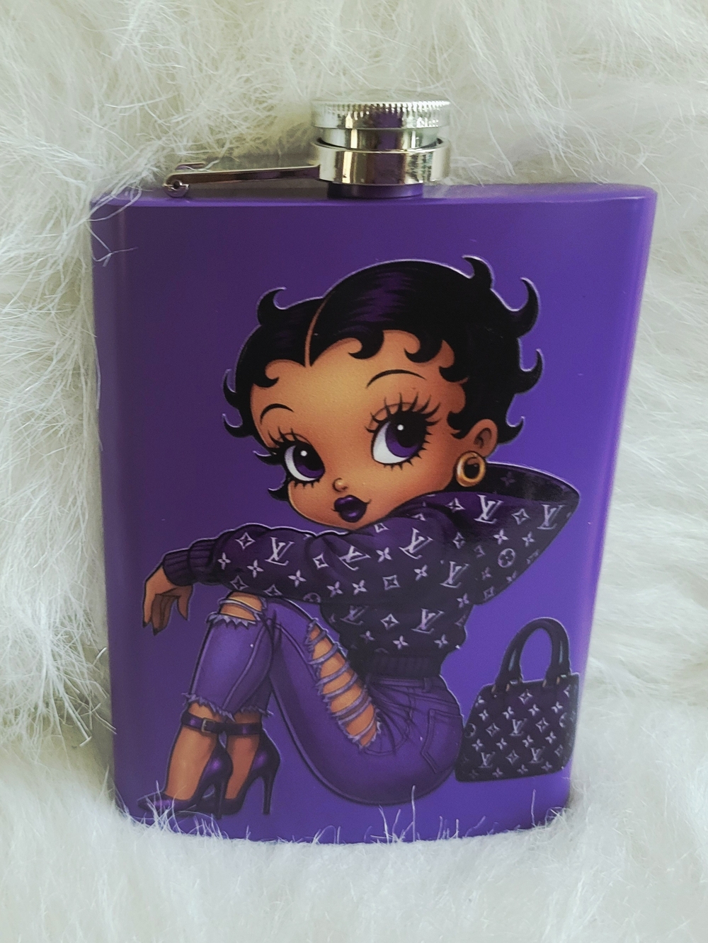 Purple Betty Boop-Style Fashion Flask with Designer Print